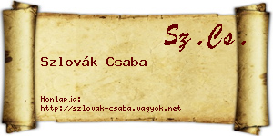 Szlovák Csaba névjegykártya