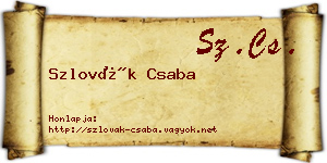 Szlovák Csaba névjegykártya